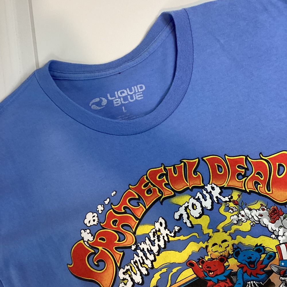 Liquid Blue Grateful Dead Summer Tour T-Shirt Blue Mens Large Dancing Bears 166